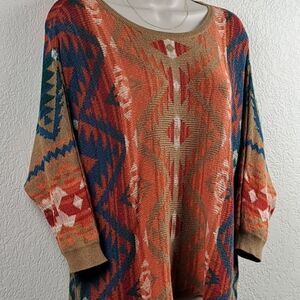 Denim & Supply Ralph Lauren Southwestern Knit Sweater Boho Aztec XS Oversized
